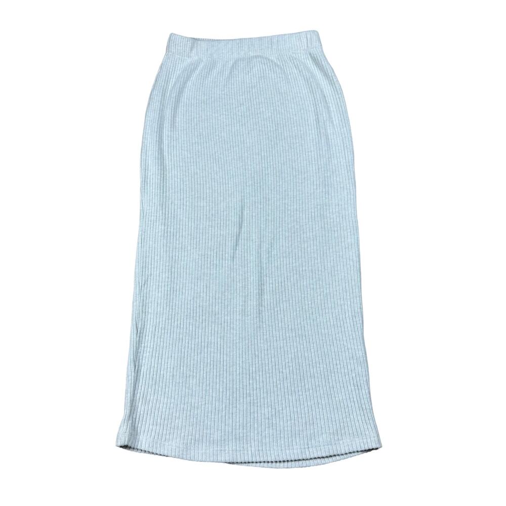 THE GROUP BABATON Heathered Light Gray Ribbed Knit Traverse Pull On Knit‎ Skirt